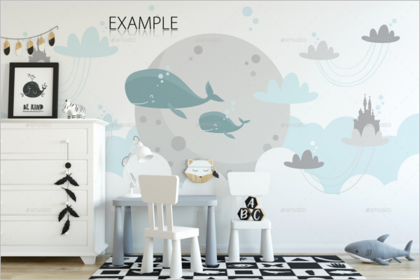 Kids Wall Mockup Design