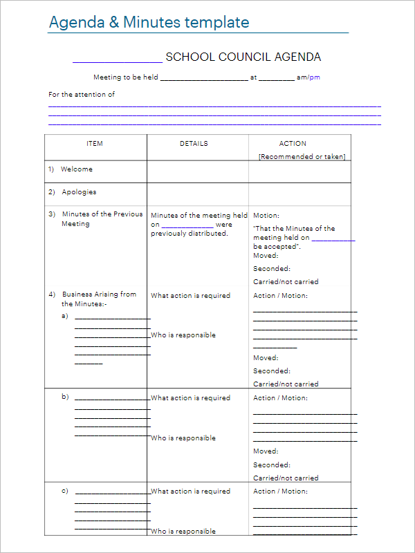 18 Company Meeting Agenda Templates Free Excel Doc Formats