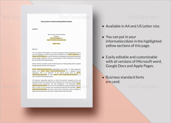 Memorandum of Agreement Template in iPages