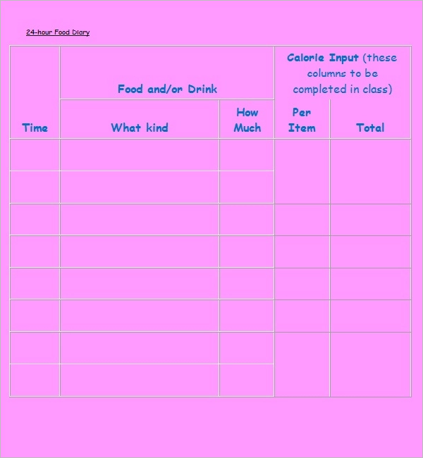 45 Food Log Templates Free PDF Word Excel Examples