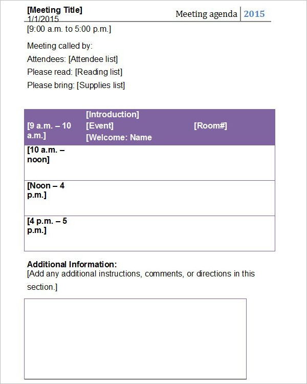 Agenda Template For Meeting