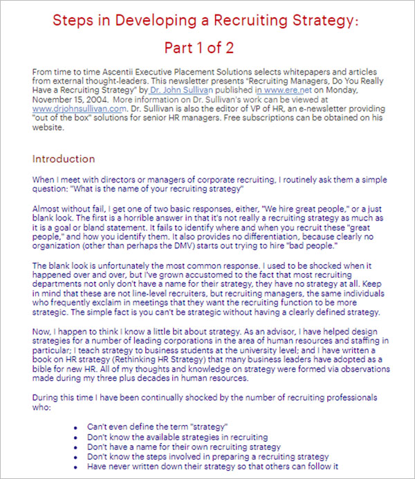 Blank HR Job Template