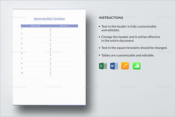 Blank Checklist Template