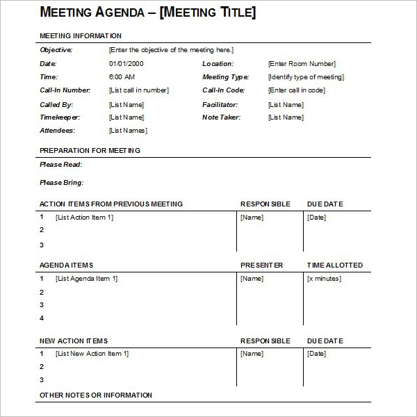 31+ Simple Agenda Templates Free Word, PDF Format Examples