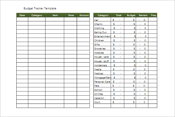 Budget Tracking Template