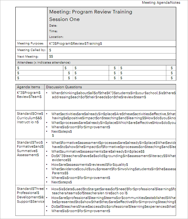 Class Schedule Template