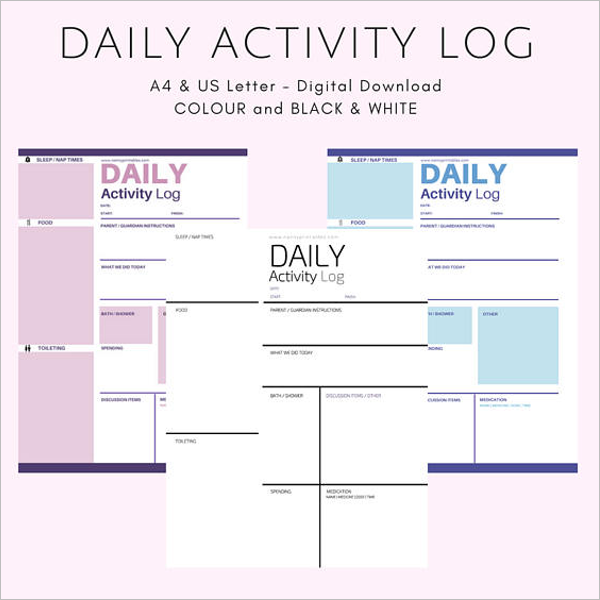 Daily Activity Log Template