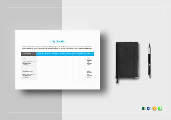 Daily Checklist Template Word