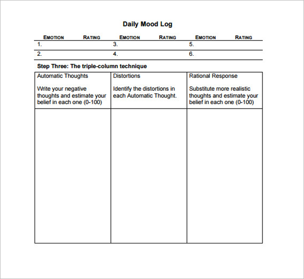 Daily Mood Log Template