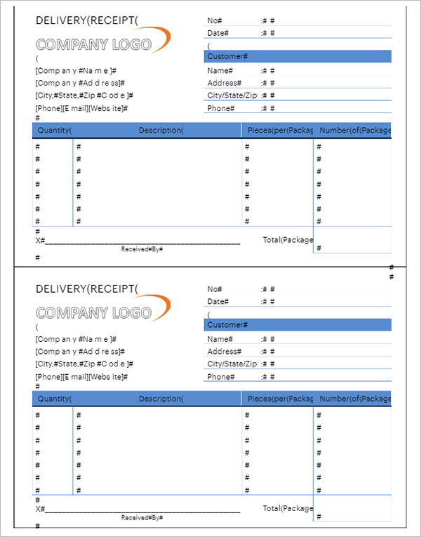 delivery receipt template excel excel templates