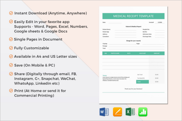 18 dental receipt templates free pdf excel formats