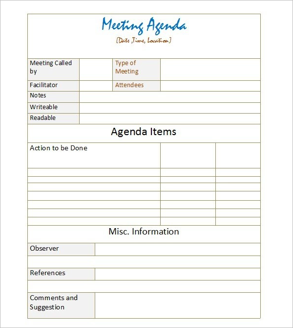 31+ Simple Agenda Templates Free Word, PDF Format Examples