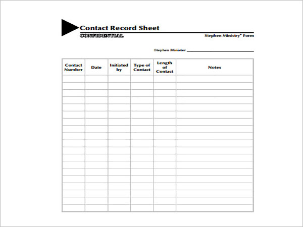 Editable Contact Sheet Template Word