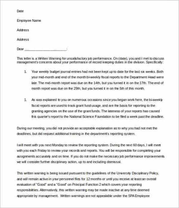 Editable HR Warning Letter Template