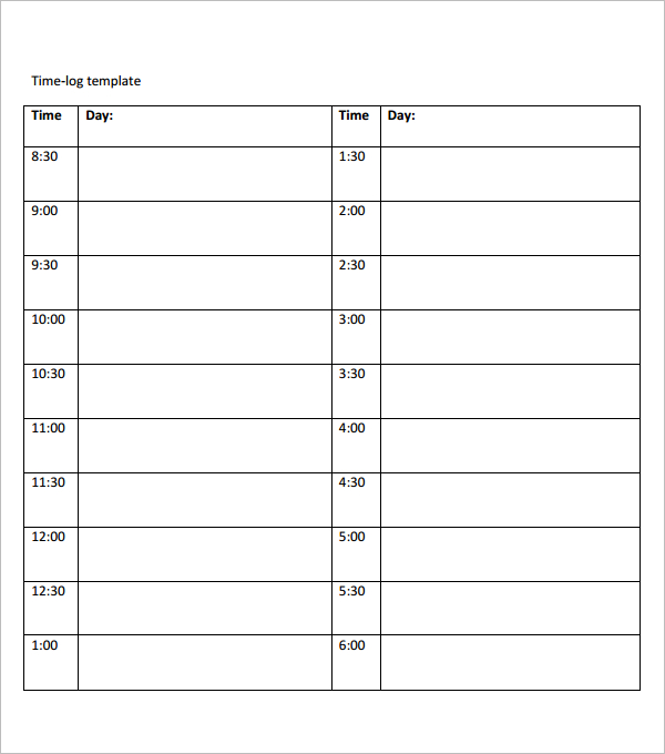 Event Time Log Template Download