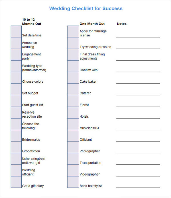 Excel Blank Checklist Template
