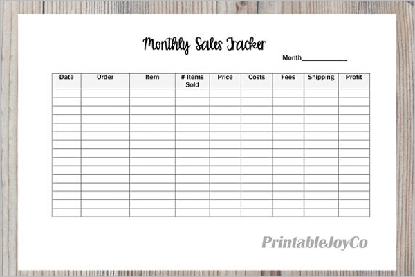 Templates Paper Party Supplies Editable Sales Tracker Printable Sale 