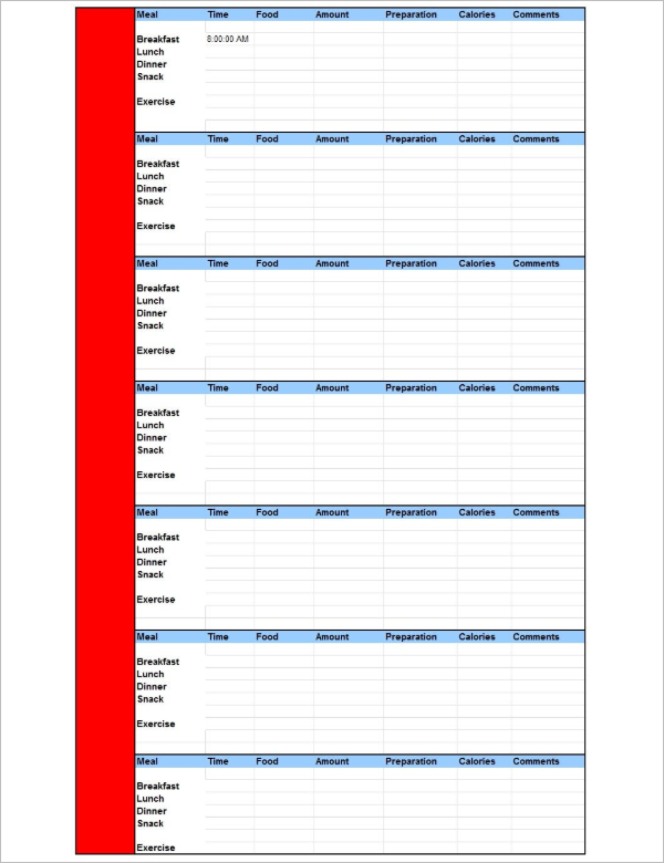 45+ Food Log Templates Free PDF, Word, Excel Examples