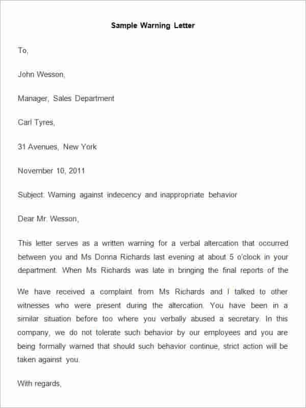 HR Warning Letter Free Download