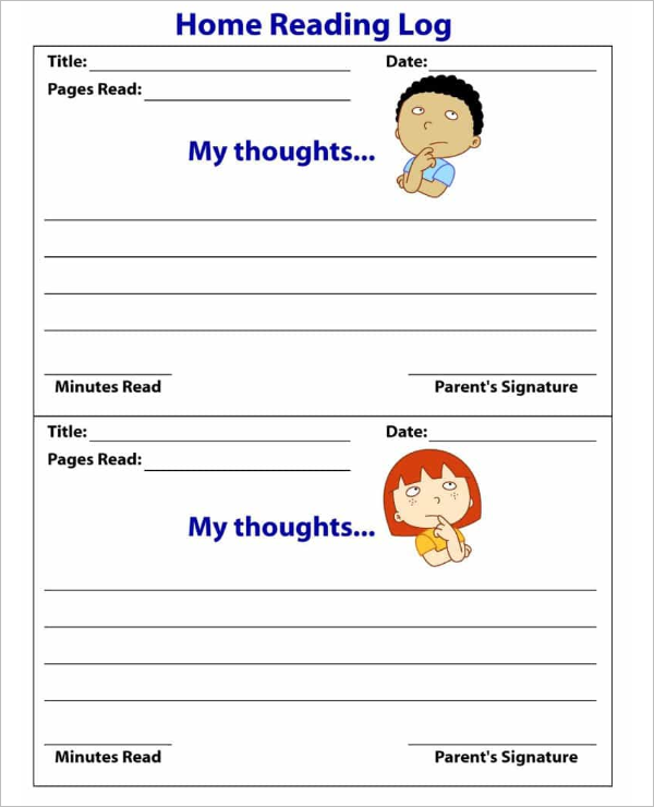 Home Reading Log Template