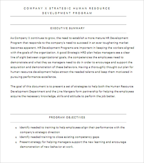 Human Resource Objective template