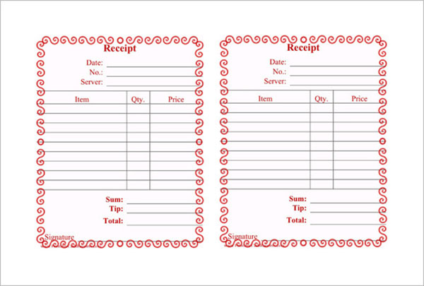Indian Restaurant Bill Format