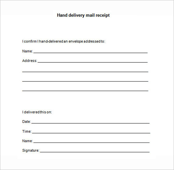 Letter Delivery Receipt Template