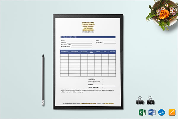 Price Quotation Document Template