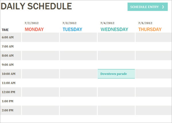 Printable Daily Blank Itinerary Template
