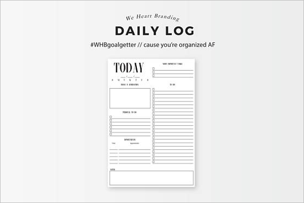 Printable Daily Log Template