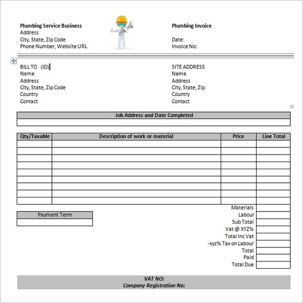 10 plumbing receipt templates free pdf doc sample formats