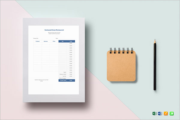 Printable Restaurant Receipt Template