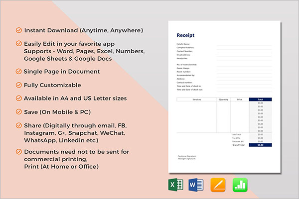 Restaurant Receipt Template