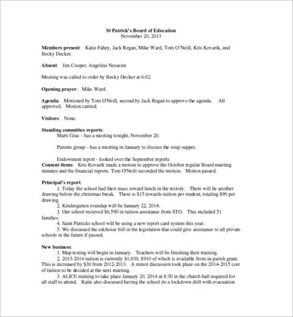 School Board Meeting Template