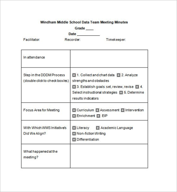 School Meeting Minutes Template Sample