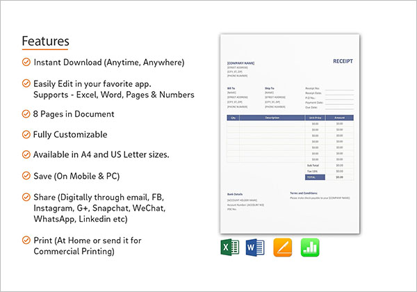 Service Call Receipt Template
