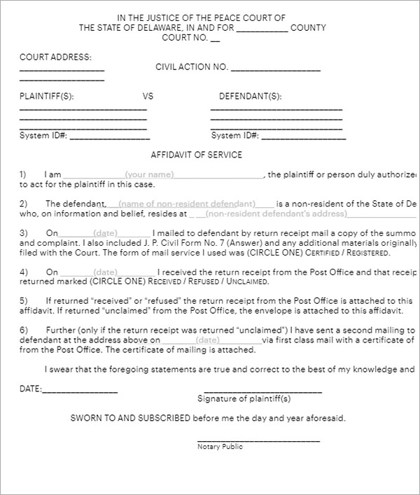 Service Receipt Format