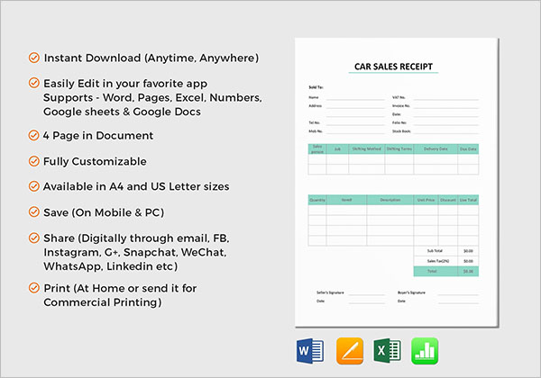 Service Receipt Template PDF