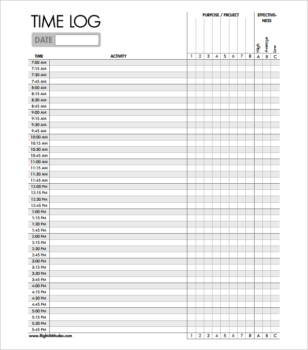 Sign in & Sign Out Time Log Template PDF
