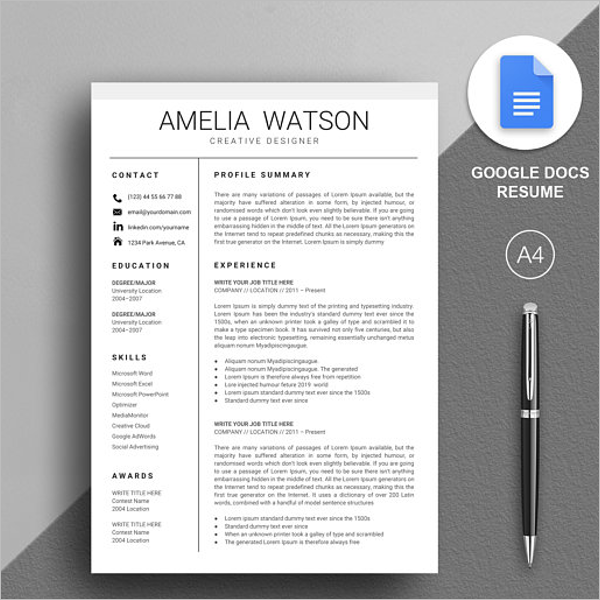 Simple Google Docs Template