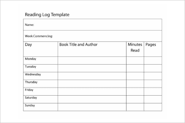 Simple Reading Log TemplateÂ 
