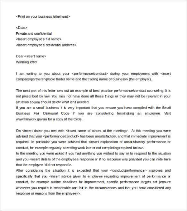 Simple Warning Letter Template