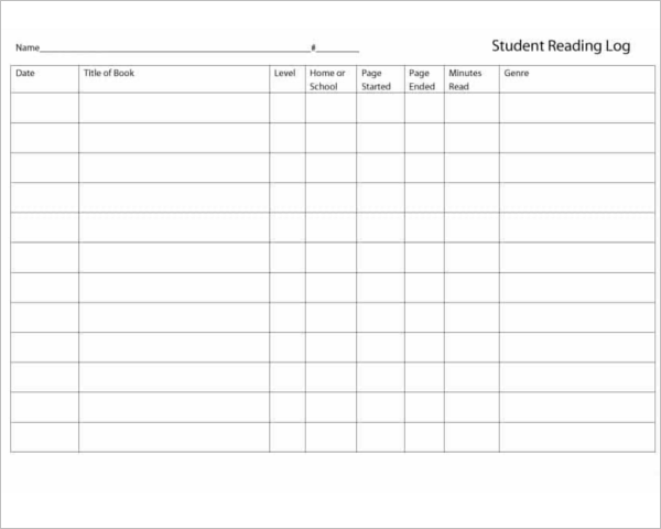 Student Reading Log Template PDF