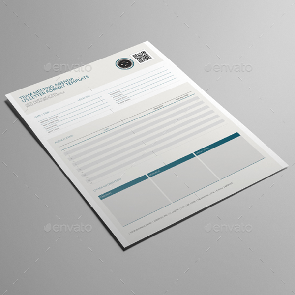 Team Meeting Agenda US Letter Template