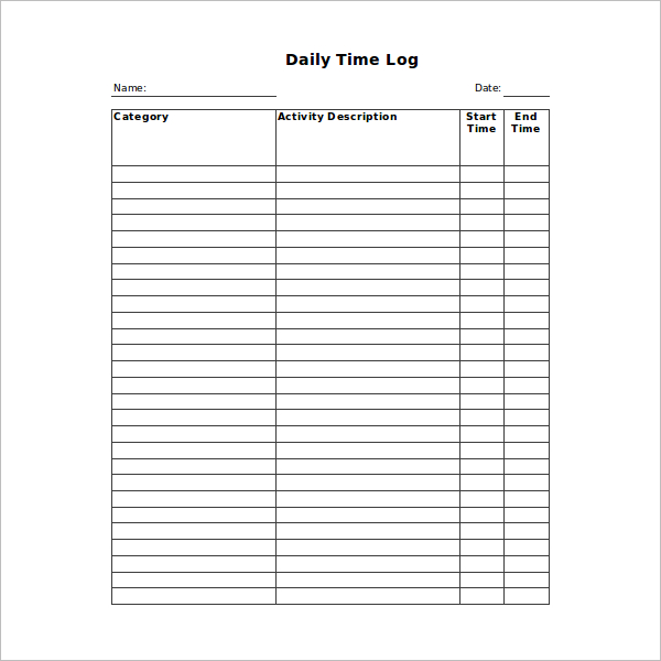 Time Log Template Excel Free