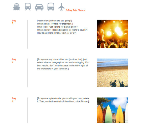 Travel Planner Agenda Template