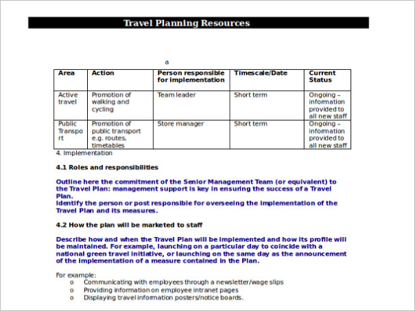 Trip Agenda Planning Format