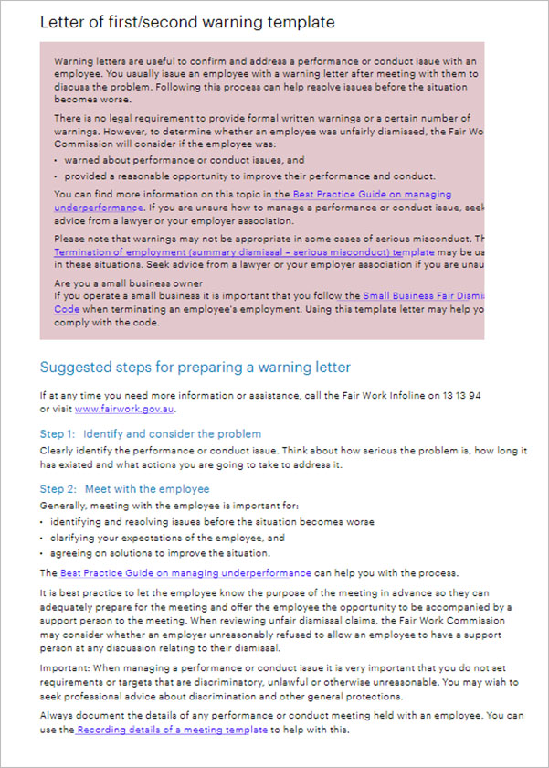 Warning Letter Format In Word