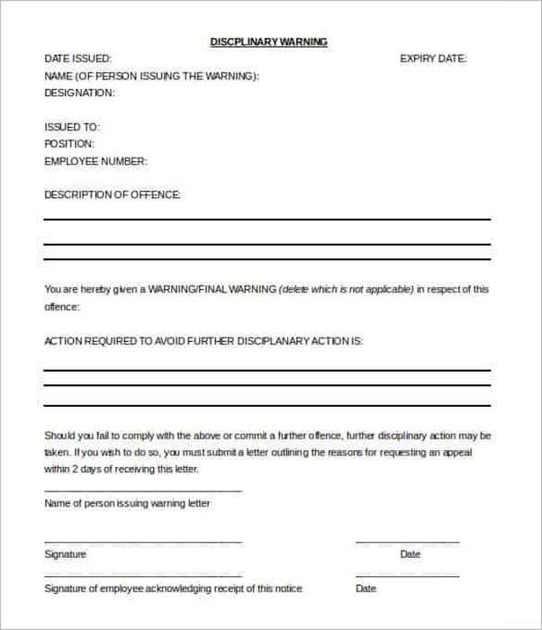 26+ HR Warning Letter Templates Free Word, Doc, PDF Samples