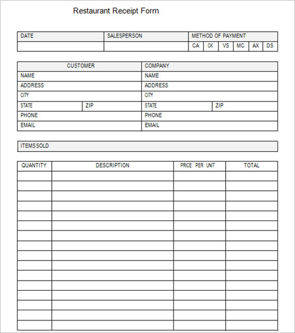 20+ Restaurant Receipt Templates Free Word, PDF, Doc Examples